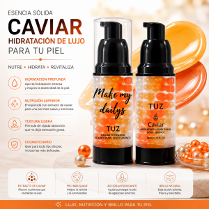 Esencia sólida hidratante de caviar con perlas, ideal para hidratar, suavizar y dar luminosidad a la piel. Disponible por mayoreo.