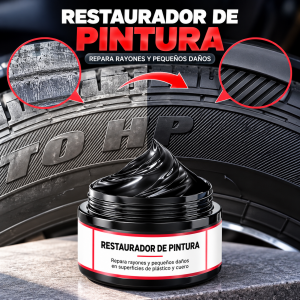 Restaurador negro en pasta para mejorar la apariencia de superficies de plástico y caucho del automóvil. Práctico para mantenimiento y detallado. Venta por mayoreo.