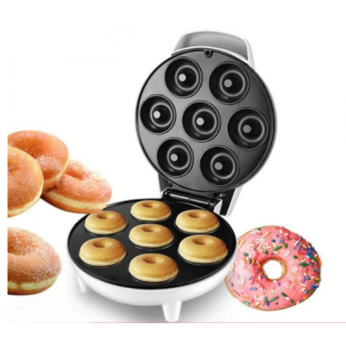 Máquina eléctrica para mini donas 7 cavidades, Antiadherente y de cocción rápida, Ideal para repostería casera, cafeterías y eventos, Fabricación uniforme y sin aceite, Diseño compacto, fácil de limpiar y usar, Mayoreo JY-4109