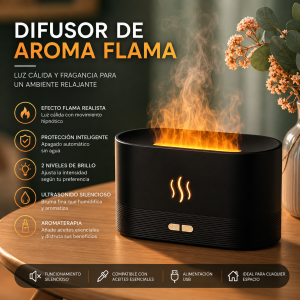 Difusor de Aroma con Efecto Llama LED Humidificador Ultrasónico USB por Mayoreo