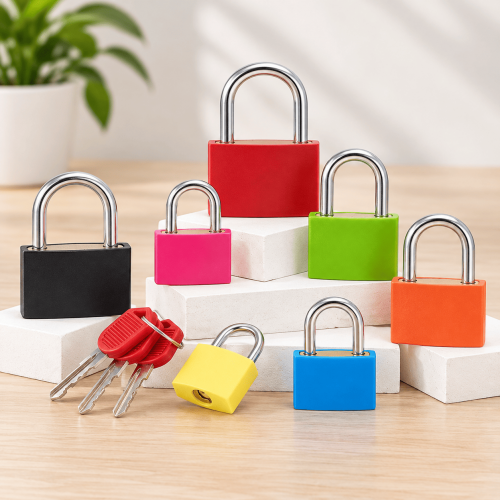 Candados de colores con arco metálico y llaves incluidas. Ideales para maletas, lockers, mochilas, cajas y uso diario. Disponibles por mayoreo.