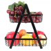 Canasta frutera de dos niveles con estructura metálica y asa de madera, organizador resistente para frutas y verduras, diseño moderno 27.5×17×29 cm ideal para cocina, mesa o despensa, Mayoreo 13679