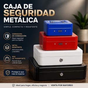 caja de seguridad, caja metálica, caja fuerte pequeña, caja con cerradura, caja para dinero, caja para oficina, caja portátil, caja de seguridad por mayoreo