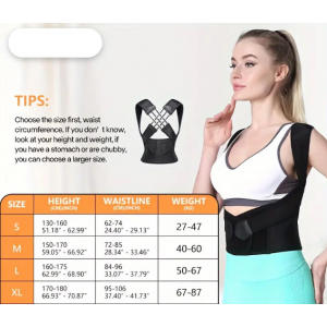 Corrector de postura ajustable unisex con soporte lumbar y banda elástica cruzada – chaleco ergonómico para espalda y hombros que ayuda a mejorar la alineación corporal, aliviar el dolor y mantener una postura recta, Mayoreo ks-06
