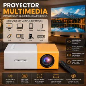 Mini Proyector Multimedia LED Portátil Compatible con Múltiples Dispositivos por Mayoreo