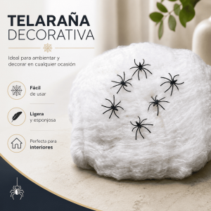 Telaraña Decorativa Blanca con Arañas para Fiesta por mayoreo