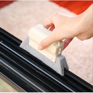 Cepillo limpiador multifuncional para rieles de ventanas, puertas corredizas y esquinas difíciles, herramienta ergonómica con esponja densa y mango antideslizante para limpieza profunda del hogar, cocinas, baños y marcos de aluminio, Mayoreo MP-277 