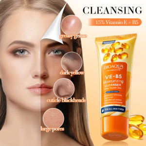 Limpiador facial VE + B5 con vitamina E y vitamina B5, fórmula hidratante para limpieza profunda, elimina grasa, puntos negros y suciedad, ayuda a reducir poros y mejorar el tono apagado, Mayoreo NO.BQY17871
