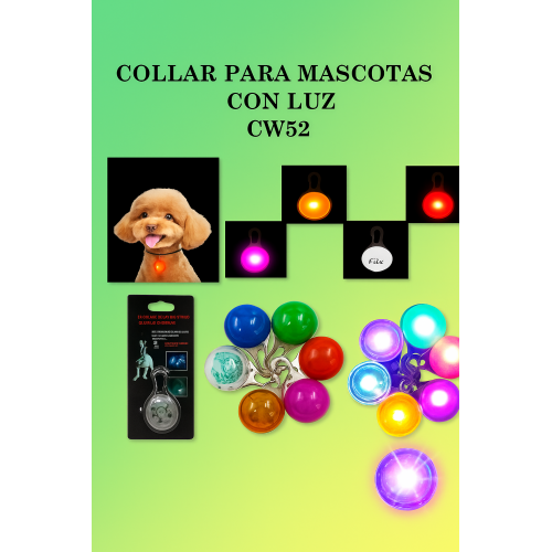 Collar Luminoso LED para Mascotas, Accesorio de Seguridad Nocturna para Perros y Gatos, Resistente, Duradero y de Colores Variados, Ideal para Paseos y Evitar Pérdidas en la Oscuridad, Mayoreo CW52