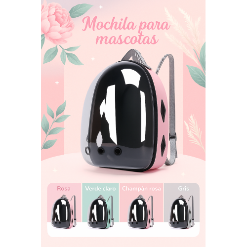 Mochila Transportadora para Mascotas con Ventana Transparente, Bolsa Portátil para Gatos y Perros Pequeños con Orificios de Ventilación y Diseño Ergonómico, Ideal para Viajes, Paseos y Veterinario 33*40*18cm, Mayoreo BAG52