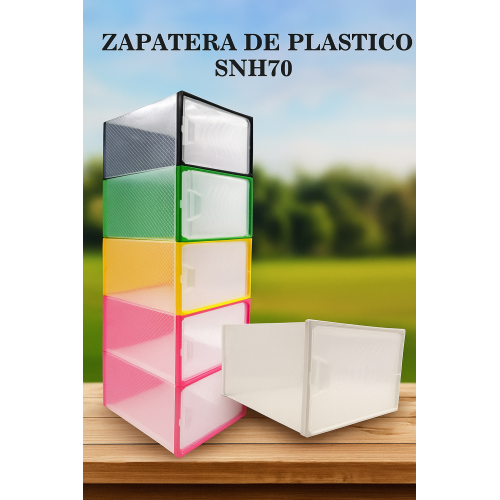 Zapatera de Plástico, Caja Organizadora Transparente y Apilable para Calzado, Estuche Resistente con Puerta Frontal Abatible, Ideal para Closet, Armario y Ahorro de Espacio en el Hogar 33*27*18 cm, Mayoreo SNH70