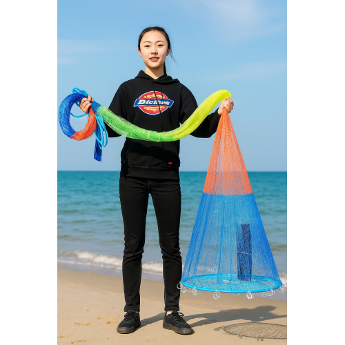 Red de pesca profesional tipo atarraya con aro plegable y cuerda resistente, malla fina de alta calidad, fácil de lanzar y recoger, ideal para ríos, lagos y mar, pesca recreativa y deportiva, Mayoreo ZH212
