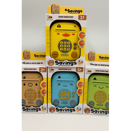 Alcancía infantil electrónica Smart Money Box con diseños de animales, caja fuerte de ahorro que acepta billetes y monedas, juguete educativo con teclado para niños ideal para fomentar el ahorro y regalar, Mayoreo ATM77