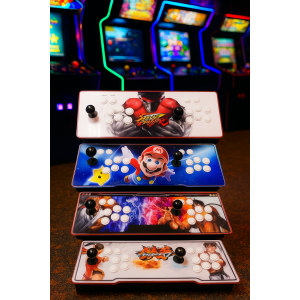 Tablero arcade retro doble con luz LED y 2 joysticks, consola de videojuegos clásica para conectar por HDMI, USB o VGA con más de 3000 juegos preinstalados, ideal para entretenimiento en casa y coleccionistas, Mayoreo AR73