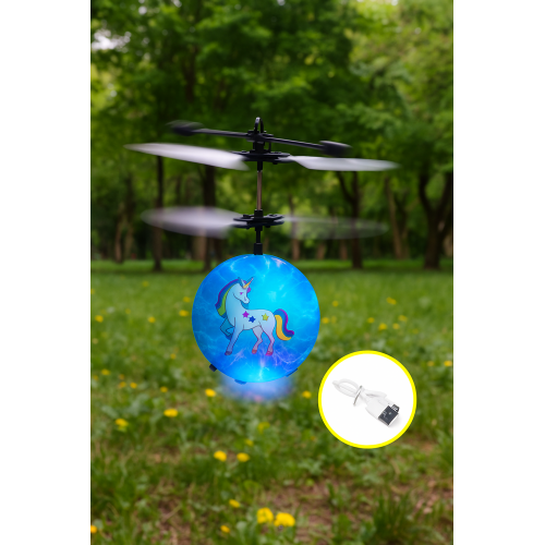 Esfera voladora unicornio con luces LED, juguete recargable USB con sensor de movimiento, helicóptero esférico interactivo para niños, divertido y resistente para interiores y exteriores, Mayoreo TOY636
