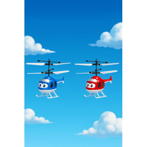 Helicóptero volador infantil con luces LED y sensor de movimiento, diseño divertido con carita animada, juguete recargable USB para niños, resistente y seguro para interiores y exteriores, Mayoreo TOY639