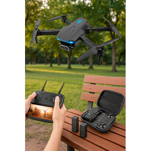Dron plegable con cámara dual 4K Ultra HD, doble batería recargable, control remoto con soporte para celular, transmisión en tiempo real, estabilizador de vuelo, incluye estuche portátil, ideal para fotografía y video aéreo profesional, Mayoreo TOY675