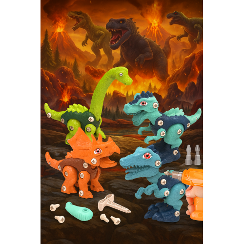 Juego de dinosaurios desmontables con taladro eléctrico y herramientas – Juguetes educativos para niños, armado y desarmado de figuras de dinosaurio, Mayoreo TOY530