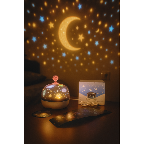 Proyector lámpara de noche LED con imágenes de proyección rotativas, luz nocturna infantil decorativa con cable USB de carga, ideal para dormitorio, relajación y regalo creativo, Mayoreo SD72