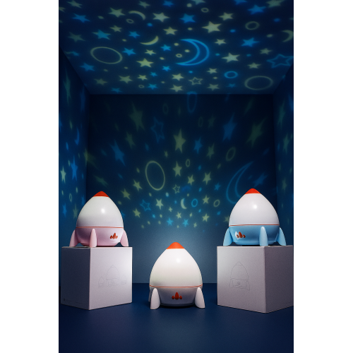 Proyector lámpara infantil LED con diseño de cohete espacial, luz nocturna decorativa con proyección de estrellas y planetas, ideal para dormitorio de niños, regalo creativo y relajante, Mayoreo SD76