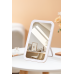 Espejo de maquillaje con luz LED portátil de mesa, diseño elegante y plegable con soporte ajustable, ideal para maquillaje preciso, cuidado facial y rutinas de belleza, Mayoreo DBJ-101 