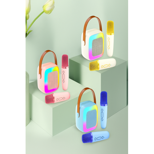 Bocina Portátil Bluetooth con Micrófono Inalámbrico, Luces LED Multicolor, Sonido Estéreo Recargable 1800mAh, Ideal para Karaoke, Fiestas y Reuniones, Mayoreo XM-7319