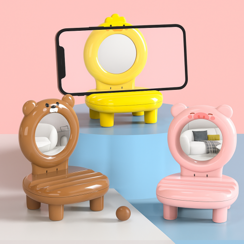 Soporte de Celular en Forma de Silla con Diseño de Animalitos, Base Estable y Decorativa para Escritorio, Compatible con Smartphones, Ideal para Oficina, Hogar y Regalo Encantador, Mayoreo XZ-6126