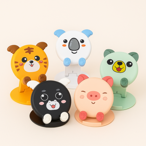 Soporte plegable para celular con diseños de animalitos tiernos, Koala, Tigre, Cerdito, Perrito y Osito, ajustable y portátil para escritorio, oficina y hogar, Mayoreo XZ-6113
