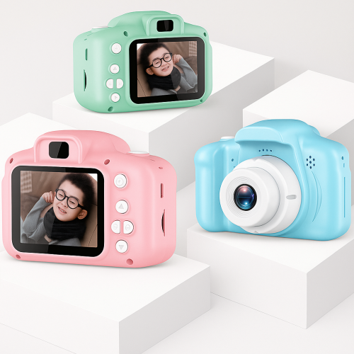 Cámara digital infantil HD con pantalla a color, diseño resistente y botones fáciles de usar, ideal para niños y niñas, Disponible en colores rosa, azul y verde, Mayoreo ZXJ-2020