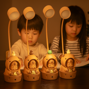 Lámpara infantil de mesa con diseño de osito decorativo, luz LED cálida regulable, flexible y recargable por USB, Ideal para escritorio, lectura, regalo y decoración de habitación infantil, Mayoreo FM-000044