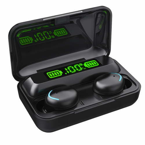 Audífonos inalámbricos Bluetooth con pantalla LED digital de batería, estuche de carga portátil, sonido estéreo HiFi, micrófono manos libres, cancelación de ruido y conexión rápida – Compatibles Android y iOS, mayoreo TR-6018