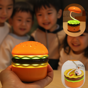 Lámpara de mesa LED con diseño de hamburguesa creativa, luz nocturna recargable USB, decoración divertida para escritorio, regalo original para niños y adultos, Mayoreo FM-000050