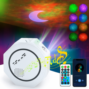 Proyector de luces LED Octagon con control remoto, efectos multicolores, altavoz integrado y proyección decorativa para fiestas, habitaciones, eventos y entretenimiento en casa, Mayoreo ZE-2410