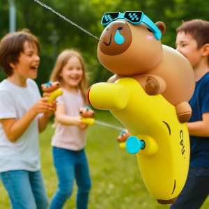 Pistola de agua infantil recargable en forma de capibara con diseño de plátano, juguete de verano para niños y niñas, chorro potente, sin fugas, material seguro y divertido para playa, jardín o piscina, Mayoreo 25AGOS30