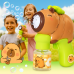 Pistola de burbujas eléctrica con diseño de capibara, juguete automático para niños y niñas, lanza cientos de burbujas por segundo, incluye líquido recargable y batería, ideal para fiestas, exteriores y verano, Mayoreo 25JUL28