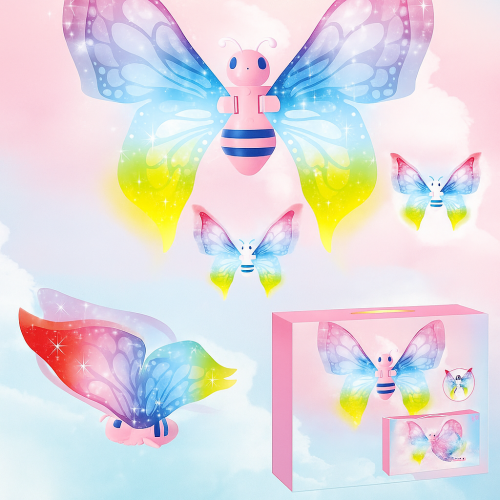 Juguete mariposa voladora con alas luminosas y música integrada, mariposa mágica eléctrica con efectos de luz y sonido, ideal para niñas, regalos, fiestas y decoración infantil, Mayoreo 04-565