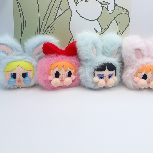 Peluches llavero de Powerpuff girls con cara divertida estilo caricatura, muñeco esponjoso suave con orejas y moño, accesorio decorativo para bolso, mochila o regalo original, Mayoreo 2504