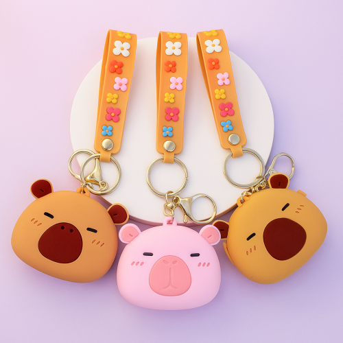 Llavero muñeco BOOMI personaje caricatura con traje de animalito, colgante tierno de silicón con correa decorativa, accesorio divertido para llaves, bolso o mochila, Mayoreo 04- CX189 