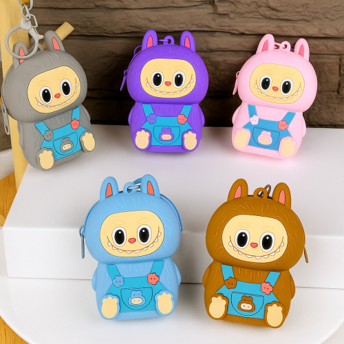 Llavero muñeco BOOMI personaje caricatura de labubu, colgante tierno de silicón con correa decorativa, accesorio divertido para llaves, bolso o mochila, Mayoreo 04- CX188