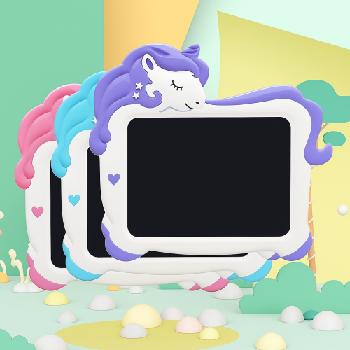 Tableta de escritura LCD infantil con diseño de unicornio 3D, pizarra mágica digital para dibujar y escribir, juguete educativo reutilizable ideal para niñas y niños, Mayoreo 2424-12