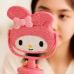 Espejo de mesa My Melody decorado con cristales rosas, diseño kawaii brillante con base giratoria, accesorio elegante y decorativo para tocador o regalo especial, Mayoreo 2421–02