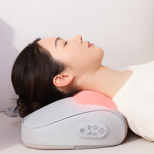 Almohada masajeadora eléctrica con calor infrarrojo y función de amasado profundo, cojín ergonómico para cuello, espalda y cintura, ideal para aliviar tensión muscular, relajar cervicales y mejorar la circulación, Mayoreo AB-1012