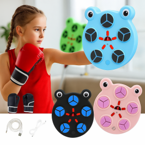 Panel de boxeo interactivo infantil con luces LED y música, tablero electrónico con diseño de rana para entrenamiento de reflejos, coordinación y diversión, juguete educativo deportivo para niños con sensores de golpe, Mayoreo STC-24