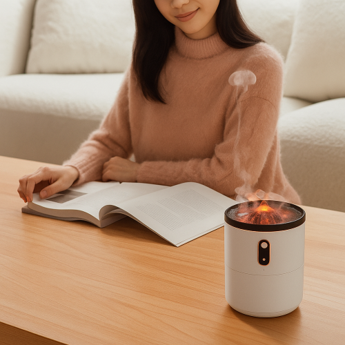 Humidificador volcán con efecto llama y luces LED multicolor, difusor de aromaterapia con niebla ultrafina y dos modos de vapor, ideal para hogar, oficina o dormitorio, ayuda a purificar el aire, relajar el ambiente y mejorar el descanso, Mayoreo 429-008 