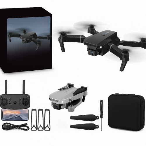 Drone plegable con cámara 4K HD y transmisión WiFi en tiempo real, dron profesional con control remoto, modo sin cabeza, estabilizador de vuelo, retorno automático y estuche de transporte, ideal para fotografía aérea, principiantes y expertos, Mayoreo E88