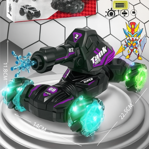 Tanque acrobático de control remoto 2.4G con disparo de agua y luces LED, vehículo RC multifunción con rotación 360°, tracción todoterreno y diseño futurista juguete recargable con lanzador automático de agua, Mayoreo DY1888-73A
