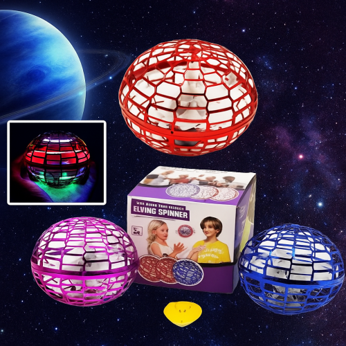 Pelota voladora con luz LED multicolor recargable, juguete interactivo de vuelo automático tipo drone spinner para niños, resistente y segura, modelo TOY663 ideal para diversión en interiores y exteriores, Mayoreo TOY663