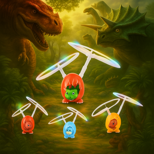 Juguete volador dinosaurio con luces LED y sensor de movimiento, dron infantil recargable de 18x12 cm, helicóptero interactivo seguro para niños, Mayoreo TYO929