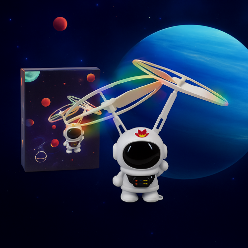 Juguete volador astronauta con luces LED y sensor de movimiento, dron infantil recargable de 18x12 cm, helicóptero espacial interactivo seguro para niños, Mayoreo TOY930