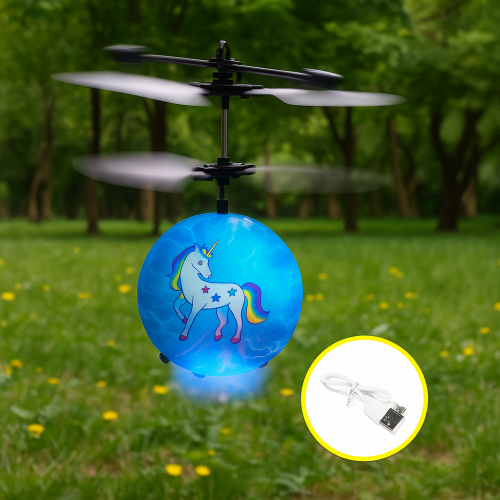 Esfera voladora unicornio con luces LED, juguete recargable USB con sensor de movimiento, helicóptero esférico interactivo para niños, divertido y resistente para interiores y exteriores, Mayoreo TOY636
